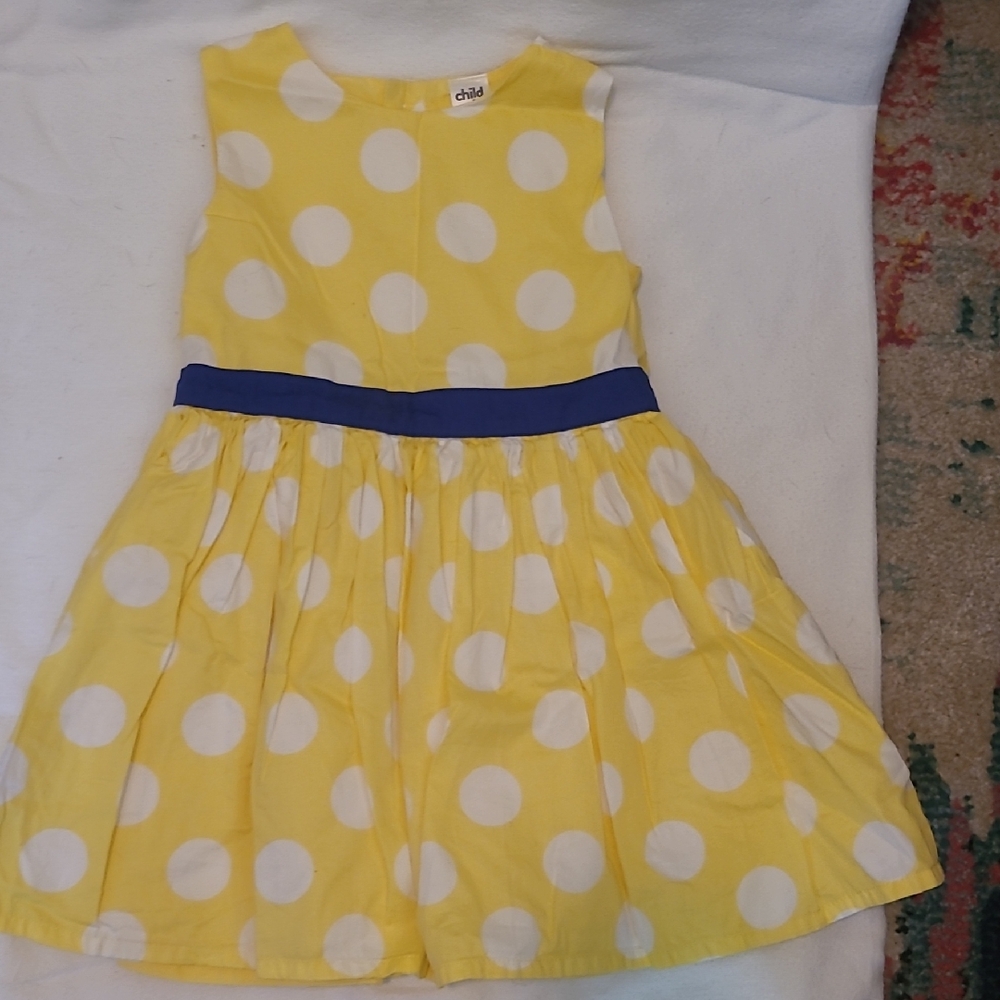 Carter's Yellow Polka Dot Dress with Blue Waistband